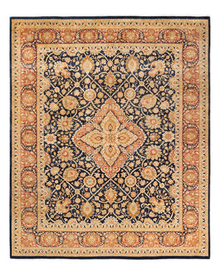 Traditional Mogul Blue Wool Area Rug 8' 1" x 9' 10" - Solo Rugs