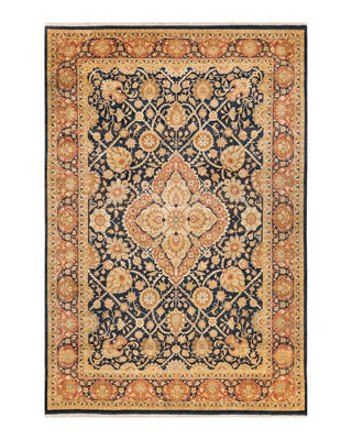 Traditional Mogul Blue Wool Area Rug 6' 2" x 9' 0" - Solo Rugs