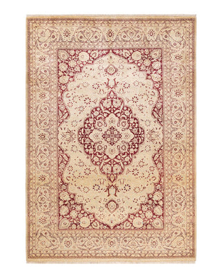Traditional Mogul Beige Wool Area Rug 6' 3" x 9' 0" - Solo Rugs