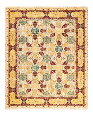 Traditional Mogul Ivory Wool Area Rug 8' 3" x 10' 3" - Solo Rugs