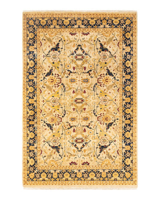 Traditional Mogul Ivory Wool Area Rug 6' 1" x 9' 3" - Solo Rugs
