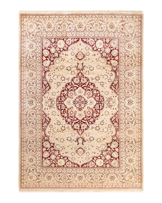 Traditional Mogul Ivory Wool Area Rug 6' 2" x 8' 9" - Solo Rugs