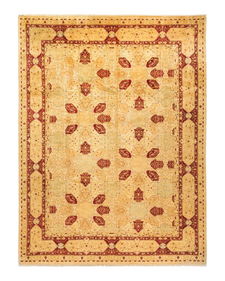 Traditional Mogul Ivory Wool Area Rug 9' 3" x 12' 0" - Solo Rugs