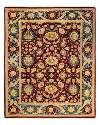 Traditional Mogul Red Wool Area Rug 8' 1" x 10' 2" - Solo Rugs