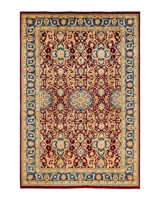 Traditional Mogul Red Wool Area Rug 6' 1" x 9' 0" - Solo Rugs