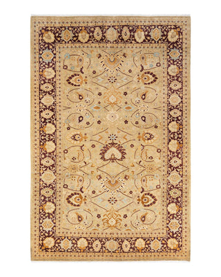 Traditional Mogul Ivory Wool Area Rug 6' 2" x 9' 5" - Solo Rugs