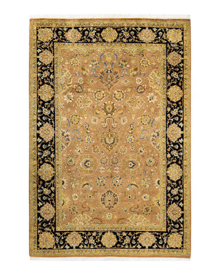 Traditional Mogul Yellow Wool Area Rug 6' 2" x 9' 1" - Solo Rugs
