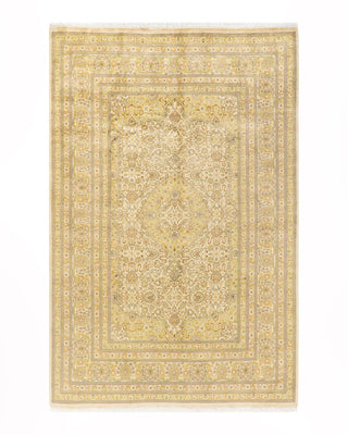 Traditional Mogul Ivory Wool Area Rug 6' 1" x 9' 2" - Solo Rugs