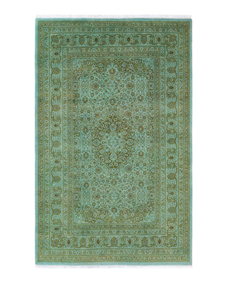 Contemporary Fine Vibrance Light Blue Wool Area Rug 6' 1" x 9' 7" - Solo Rugs
