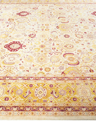 Traditional Mogul Ivory Wool Area Rug 9' 4" x 12' 0" - Solo Rugs