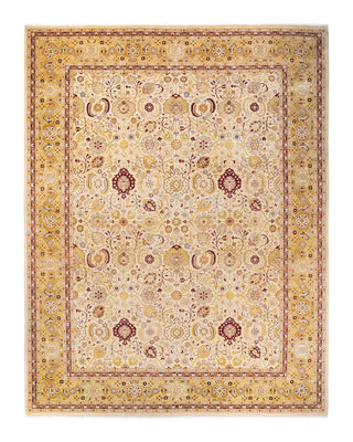 Traditional Mogul Ivory Wool Area Rug 9' 4" x 12' 0" - Solo Rugs