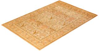 Traditional Mogul Yellow Wool Area Rug 6' 1" x 9' 1" - Solo Rugs