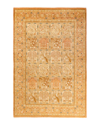 Traditional Mogul Yellow Wool Area Rug 6' 1" x 9' 1" - Solo Rugs
