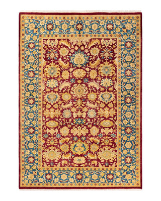 Traditional Mogul Red Wool Area Rug 6' 1" x 8' 10" - Solo Rugs