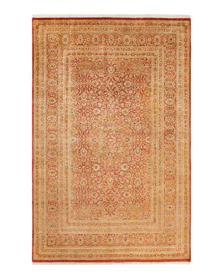 Traditional Mogul Orange Wool Area Rug 6' 1" x 9' 4" - Solo Rugs