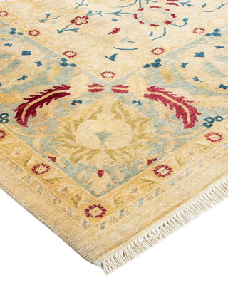 Traditional Mogul Yellow Wool Area Rug 6' 1" x 9' 3" - Solo Rugs