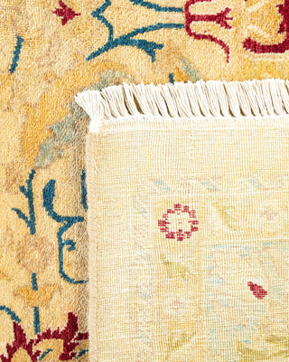Traditional Mogul Yellow Wool Area Rug 6' 1" x 9' 3" - Solo Rugs