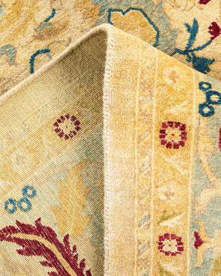 Traditional Mogul Yellow Wool Area Rug 6' 1" x 9' 3" - Solo Rugs