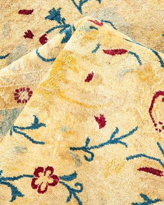 Traditional Mogul Yellow Wool Area Rug 6' 1" x 9' 3" - Solo Rugs