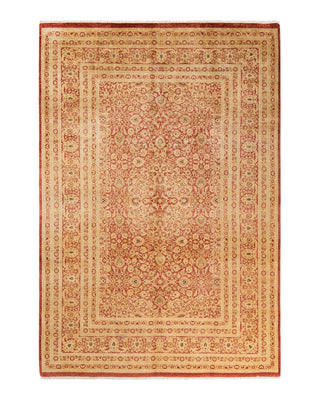 Traditional Mogul Orange Wool Area Rug 6' 3" x 9' 2" - Solo Rugs