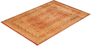 Traditional Mogul Orange Wool Area Rug 6' 3" x 9' 0" - Solo Rugs