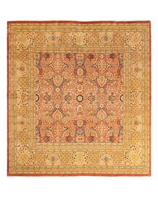 Traditional Mogul Orange Wool Square Area Rug 6' 0" x 6' 5" - Solo Rugs