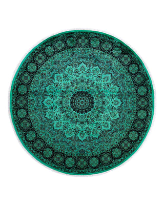 Contemporary Fine Vibrance Green Wool Round Area Rug 7' 1" x 7' 1" - Solo Rugs