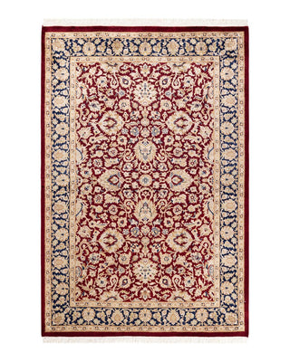 Traditional Mogul Red Wool Area Rug 4' 2" x 6' 2" - Solo Rugs