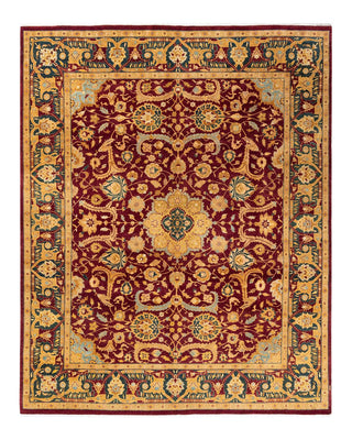Traditional Mogul Red Wool Area Rug 8' 2" x 10' 2" - Solo Rugs