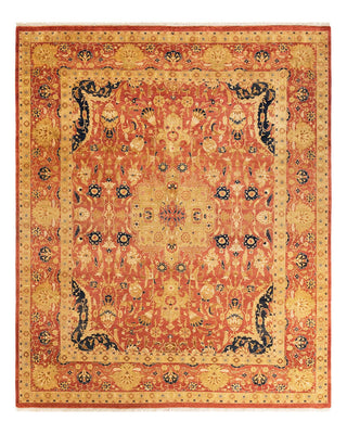 Traditional Mogul Orange Wool Area Rug 8' 1" x 9' 9" - Solo Rugs