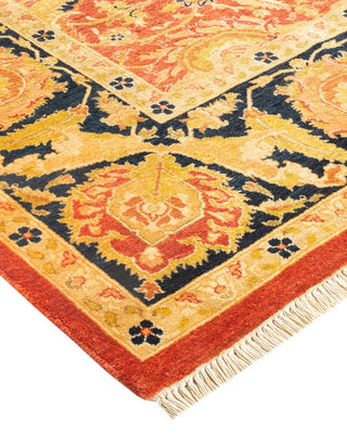 Traditional Mogul Orange Wool Area Rug 6' 1" x 9' 1" - Solo Rugs