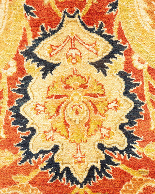 Traditional Mogul Orange Wool Area Rug 6' 1" x 9' 1" - Solo Rugs