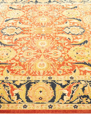Traditional Mogul Orange Wool Area Rug 6' 1" x 9' 1" - Solo Rugs