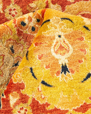 Traditional Mogul Orange Wool Area Rug 6' 1" x 9' 1" - Solo Rugs