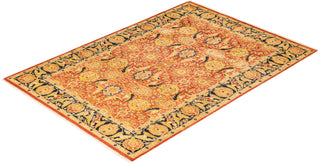 Traditional Mogul Orange Wool Area Rug 6' 1" x 9' 1" - Solo Rugs