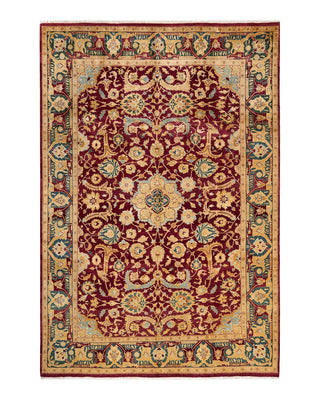 Traditional Mogul Red Wool Area Rug 6' 1" x 9' 2" - Solo Rugs