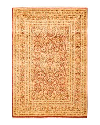 Traditional Mogul Orange Wool Area Rug 6' 3" x 9' 2" - Solo Rugs