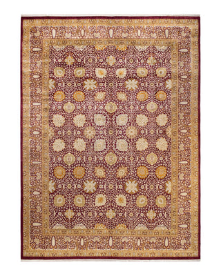 Traditional Mogul Purple Wool Area Rug 10' 1" x 13' 10" - Solo Rugs