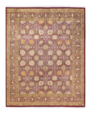 Traditional Mogul Purple Wool Area Rug 8' 1" x 10' 2" - Solo Rugs