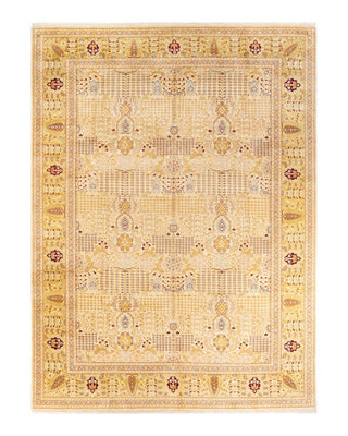 Traditional Mogul Ivory Wool Area Rug 9' 1" x 12' 4" - Solo Rugs