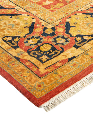 Traditional Mogul Orange Wool Area Rug 6' 1" x 8' 10" - Solo Rugs