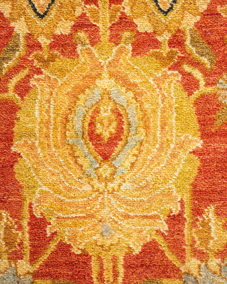 Traditional Mogul Orange Wool Area Rug 6' 1" x 8' 10" - Solo Rugs