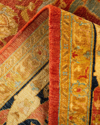 Traditional Mogul Orange Wool Area Rug 6' 1" x 8' 10" - Solo Rugs