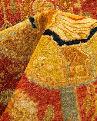 Traditional Mogul Orange Wool Area Rug 6' 1" x 8' 10" - Solo Rugs