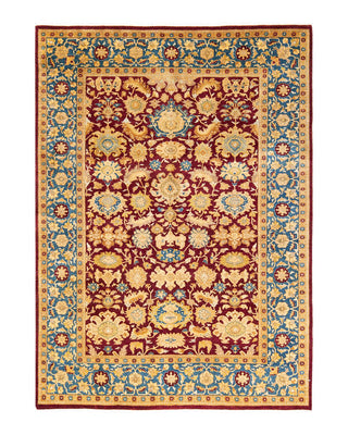 Traditional Mogul Purple Wool Area Rug 6' 3" x 8' 10" - Solo Rugs