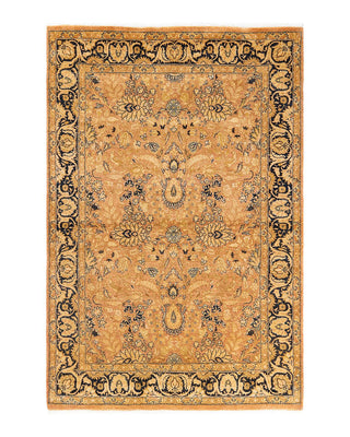 Traditional Mogul Beige Wool Area Rug 4' 3" x 6' 2" - Solo Rugs