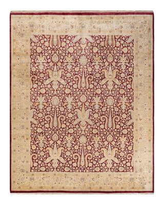 Traditional Mogul Red Wool Area Rug 8' 1" x 10' 1" - Solo Rugs