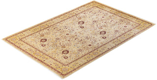Traditional Mogul Ivory Wool Area Rug 6' 2" x 9' 2" - Solo Rugs