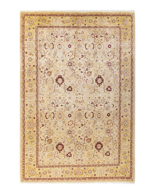 Traditional Mogul Ivory Wool Area Rug 6' 2" x 9' 2" - Solo Rugs