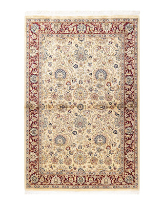 Traditional Mogul Ivory Wool Area Rug 4' 1" x 6' 3" - Solo Rugs